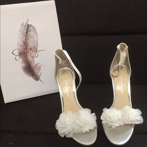 NEW Jessica Simpson Jeena, White Satin Heels